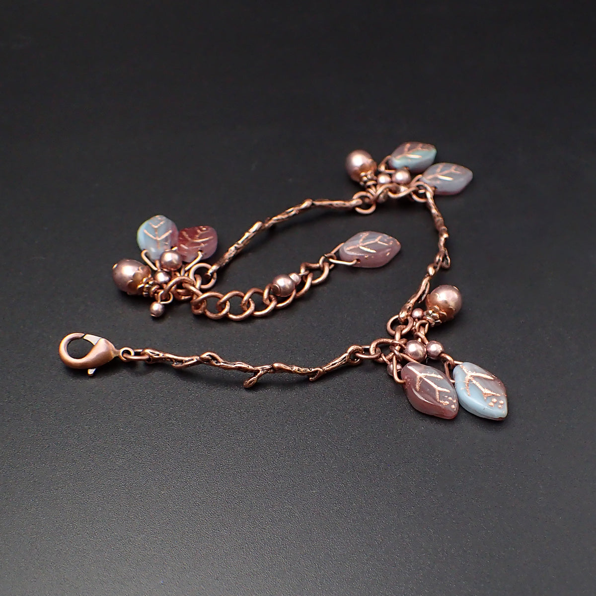 Bracelet Made Of Czech Glass Beads Leaf Shape With Vintage Swarovski &  Toggle Clasp Metal in Antique Gold - Yahoo Shopping