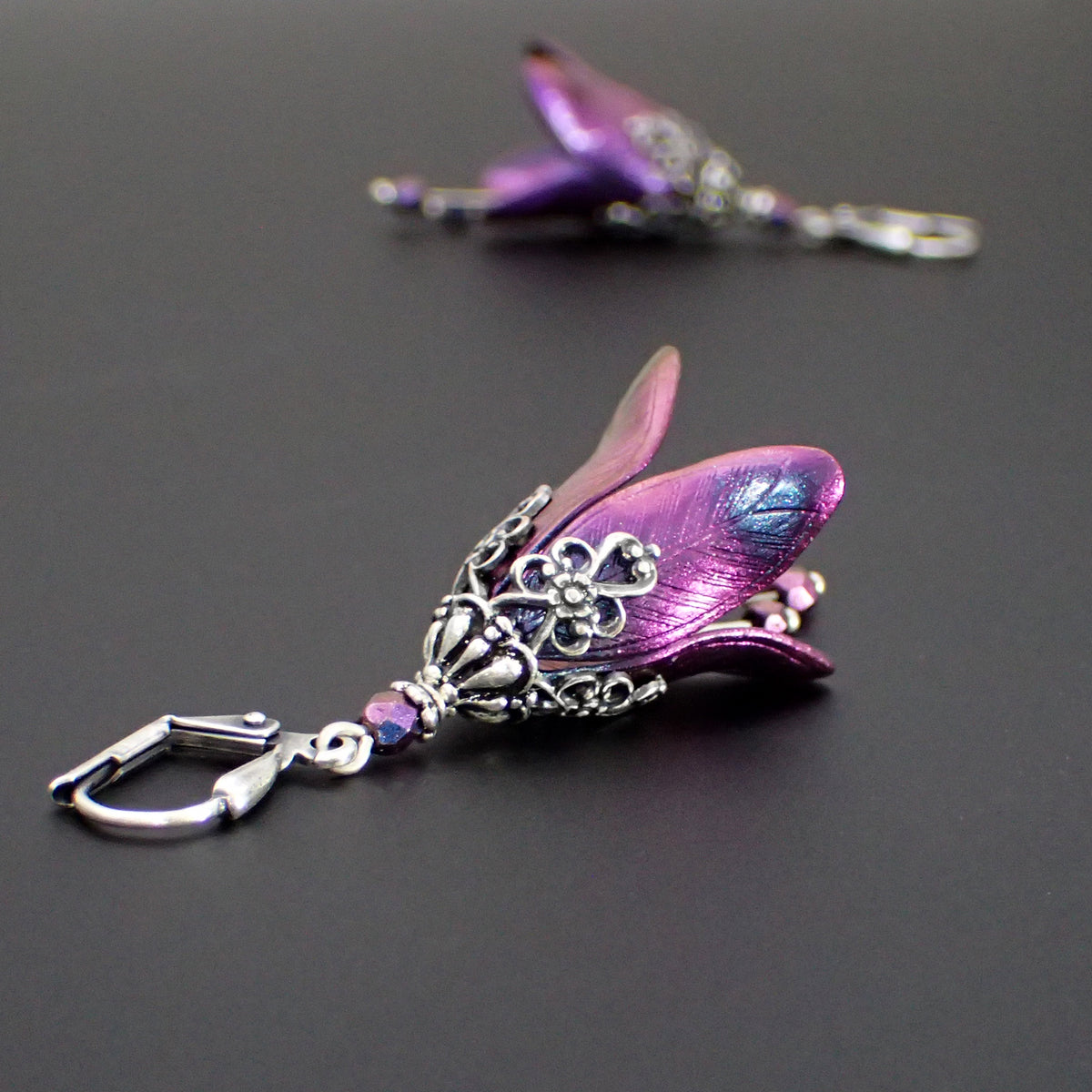 New Arrival Purple Butterflies and Flowers Oil Paintings Heart Stainless  Steel Fish Hook Earrings for Girls - AliExpress