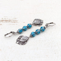 Artisan Czech Glass Stacked Beaded Earrings in Turquoise Blue