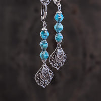 Artisan Czech Glass Stacked Beaded Earrings in Turquoise Blue