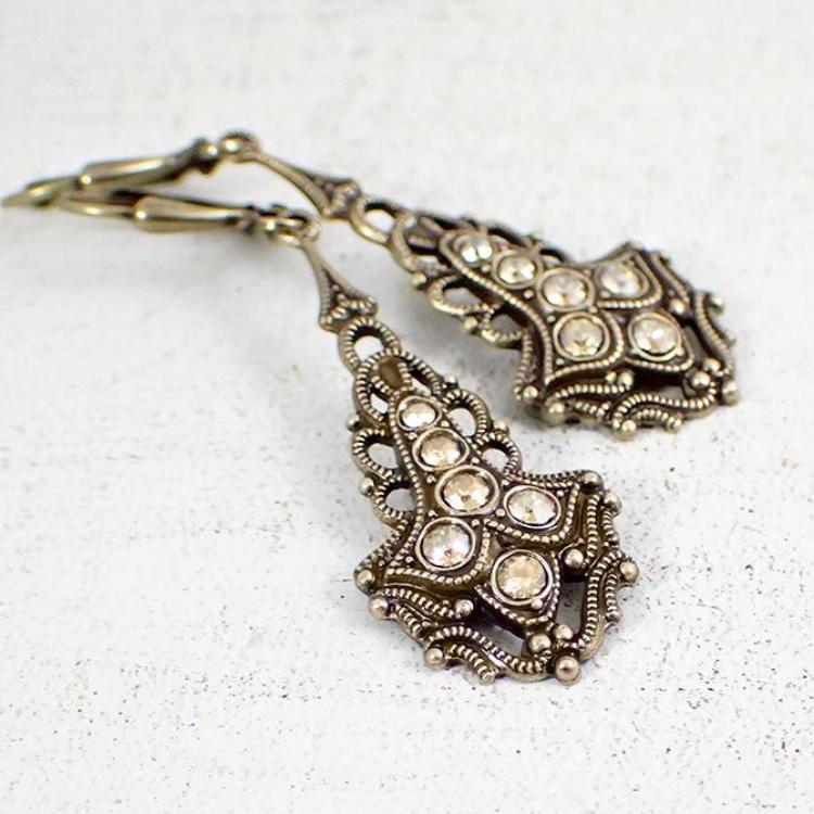 Antique vintage designed sunburst filigree earrings