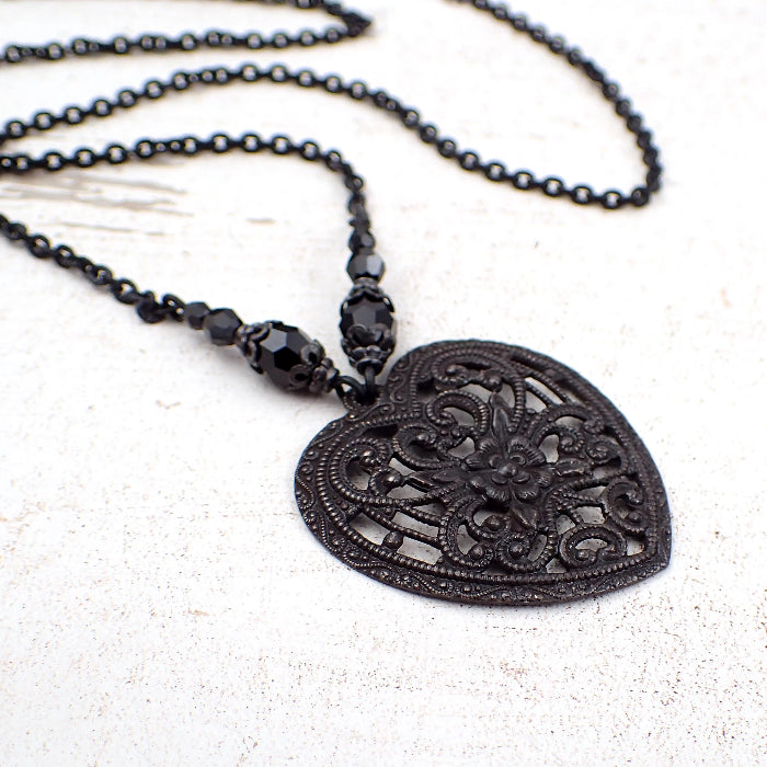 Heavy Metal Heart Pendant Necklace